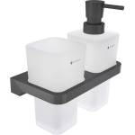Nimco Maya - Дозатор за сапун и чаша с държач, матирано стъкло/черно MAC 2905831H-T-90 (MAC 2905831H-T-90)