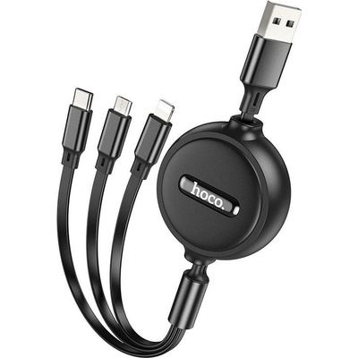 Hoco X75 3v1 USB A na Lightning Micro USB Type C 2A 1m černý