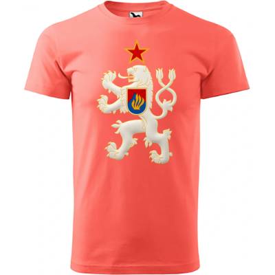 Maverprint Retro tričko Československo štátny znak ČSSR Korálová