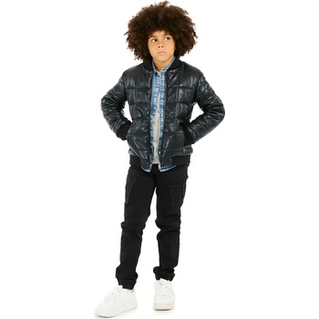 GUESS Кожено яке за момче тип бомбър в черен цвят Guess