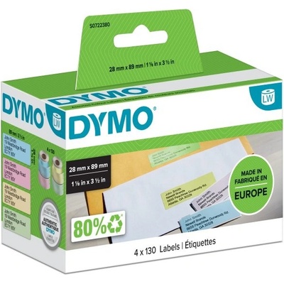 DYMO štítky papierové - mix farieb (Ž/M/R/Z), 89x28mm S0722380