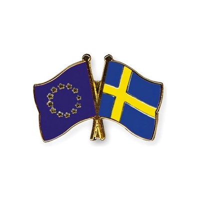 Odznak (pins) 22mm vlajka EÚ + Švédsko - farebný