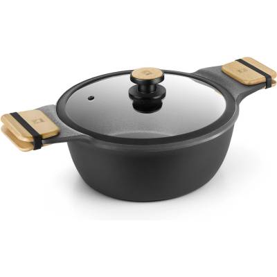 BRA Индукционна тенджера BRA MARKET с незалепващо покритие и капак - Ø20 х h9 см (BRA 790320)