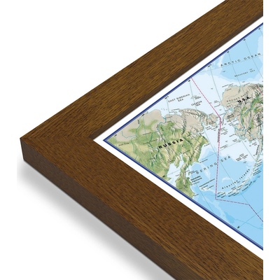 Maps International Svět - nástěnná zeměpisná mapa 195 x 120 cm Varianta: mapa v dřevěném rámu, Provedení: Pegi tmavý ořech