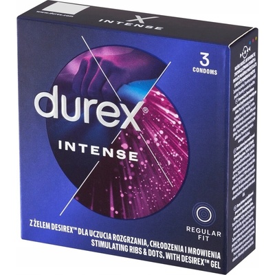 Durex Intense Kondomy s proužky a stimulačním gelem 3 ks