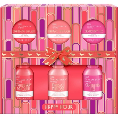 Baylis & Harding The Fuzzy Duck Strawberry Daiquiri sprchový gél 100 ml + Mango Mimosa sprchový krém 100 ml + Cranberry Fizz sprchový a kúpeľový krém 100 ml + Strawberry Daiquiri telové maslo 50 g