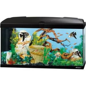 Ferplast Aquarium Capri 80 LED Black - Аквариум с пълно оборудване, филтър и LED осветление - 680 x 31, 5 x h 46, 5 см - 100 литра. , черен