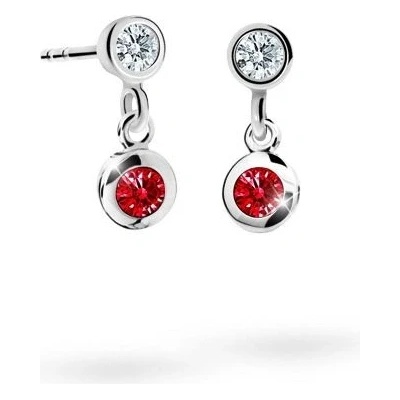 Danfil dětské náušnice C1537 z bílého zlata s kamínkem Ruby Dark zapínání balónek