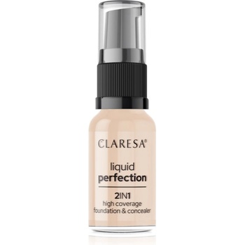 Claresa Liquid Perfection 2in1 високо покривен фон дьо тен цвят 102 Warm Medium 18 гр