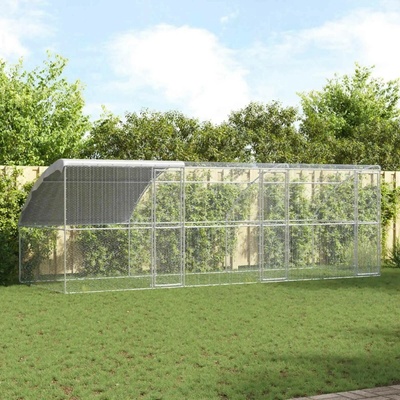VidaXL kurník pro slepice 3381108 stříbrný 600 x 200 x 200 cm