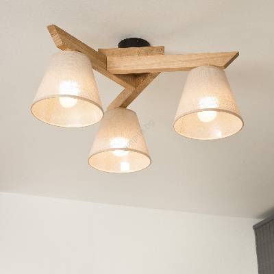 LAMKUR Плафон ANTONIO 3xE14/40W/230V дъб, приспособен към таван (LA40325)