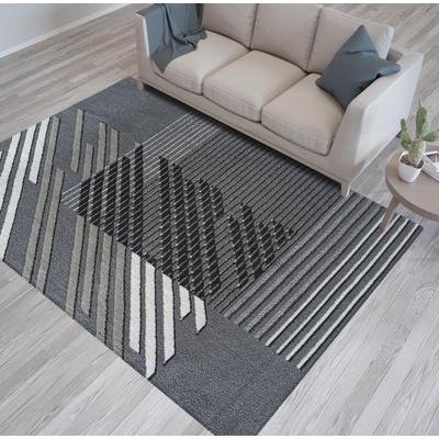 DomTextilu Dizajnový koberec sivej farby s pruhmi 70518