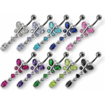 Šperky4U stříbrný piercing do pupíku motýlek BP01272-P