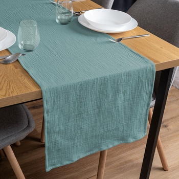 Biante Mušelínový behúň MSN-050 Pastelovo modrozelený 35x120 cm