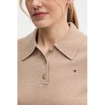 Tommy Hilfiger Вълнена рокля Tommy Hilfiger в бежово къса разкроена WW0WW46436 (WW0WW46436)
