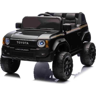 Toyota Land Cruiser 12V Двуместен Акумулаторен Джип, Черен, EVA Гуми, 2.4 GHz Дистанционно Управление, Литиева Батерия, LED Светлини и Окачване (58963258)