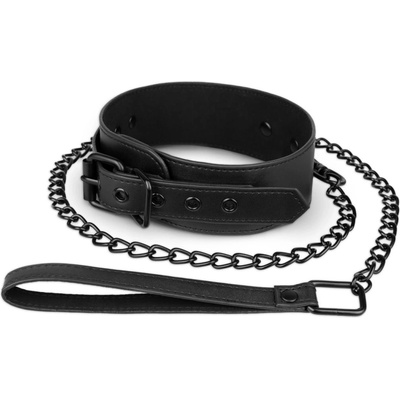 Bedroom Fantasies Faux Leather Collar & Chain Black