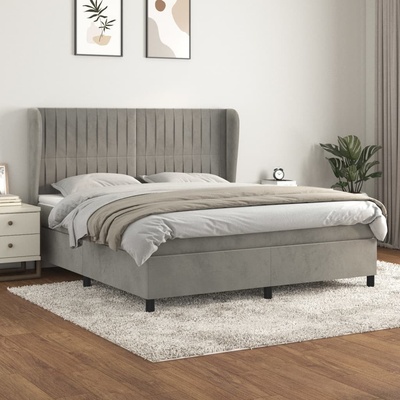 Petrashop 3129339 boxspring postel s matrací světle šedá samet