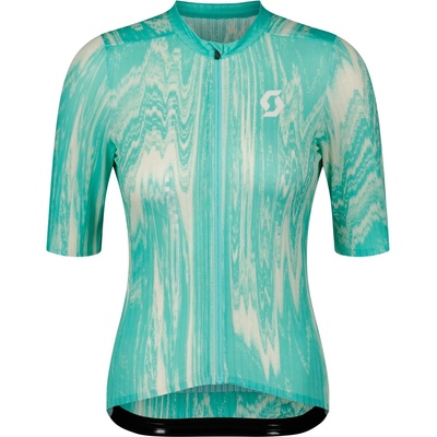 Scott Дамска фланелка с къс ръкав за колоездене Scott Women's Jersey Ultd. SL S/S Cycling jersey - Miami Green / Cotton White - размер XL (156-2314-0115)
