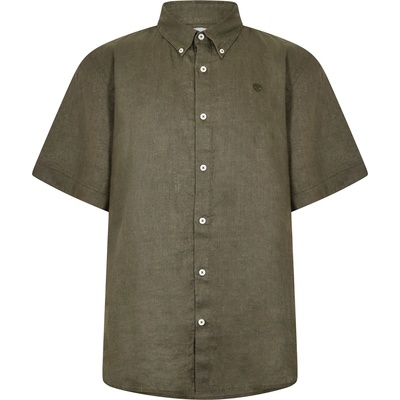 Timberland Риза с къс ръкав Timberland Men's Linen Short Sleeve Oxford Shirt - Leaf Green