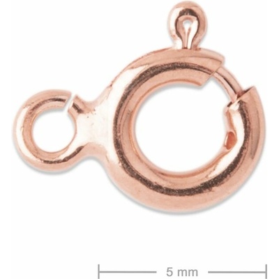 Stříbrný pérový kroužek 5 mm ploché očko pozlacený 18K růžovým zlatem - 10 ks