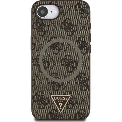 GUESS Гръб Guess за iPhone 16E, PU, 4G Strass, Triangle Metal Logo, Кафяв (3666339453428)