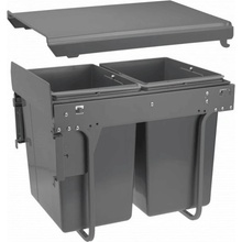 Interex design Výsuvný odpadkový kôš PLUTO s uchytením na dvierka - 2 x 20 L / Antracit