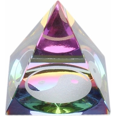 Nefertitis Pyramida pro Feng Shui malá z duhového křišťálu NF5032 - cca 3,7 x 3,7 cm