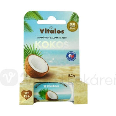 Vitalos Balzam na pery SPF15+ Kokos tyčinka na pery 5,2 g