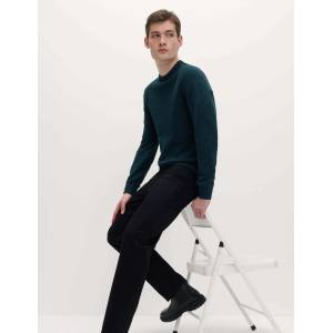 Marks & Spencer Текстуриран пуловер с врат от чист памук Marks & Spencer синя Marks & Spencer | Sin | МЪЖЕ | M REG