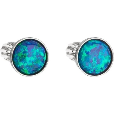 Evolution Group strieborné náušnice so zeleným syntetickým opálom 11001.3 green