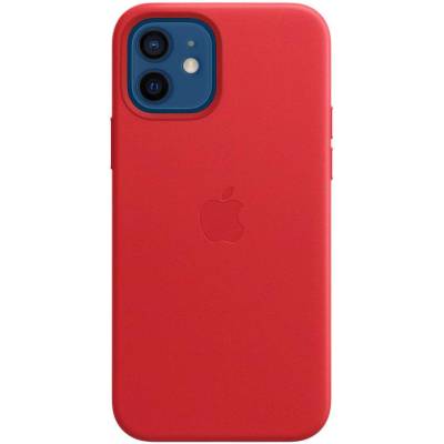 Apple iPhone Leather Case with MagSafe - оригинален кожен кейс (естествена кожа) за iPhone 12, iPhone 12 Pro (червен)
