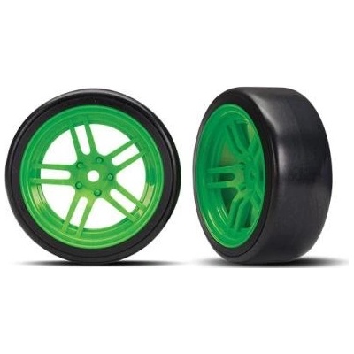 Traxxas koleso 1.9 " disk split-spoke zelený pneu Drift 2 predné