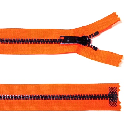 Kostěný zip no.5 rozepínací 85cm neonově oranžový bundový