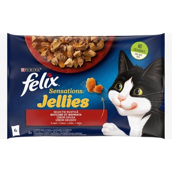 Purina Felix Sensations Jellies Mix Chicken Beef - вкусове от фермата с ароматно желе 4 х 85 гр