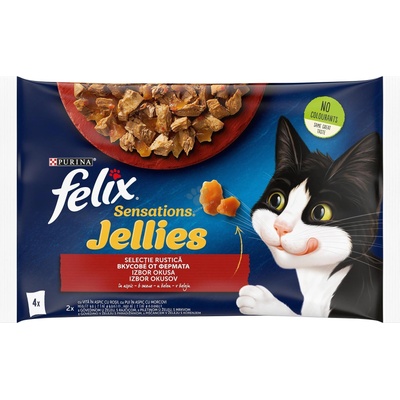 Purina Felix Sensations Jellies Mix Chicken & Beef - вкусове от фермата в желе - 4 x 85 г