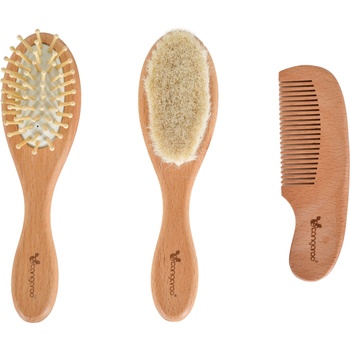 Cangaroo Комплект Cangaroo - Дървени бебешки четки за коса и гребен (111702)