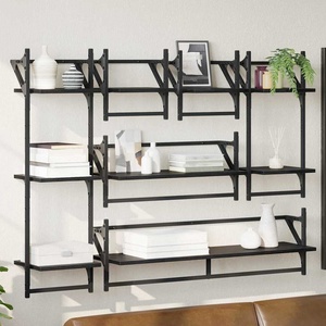 vidaXL Комплект стенни рафтове 6 бр. Черния дъб 100 x 25 x 30 cm (882840)