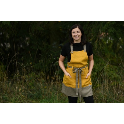 Nelly zástěra kurkuma/khaki 70x70cm