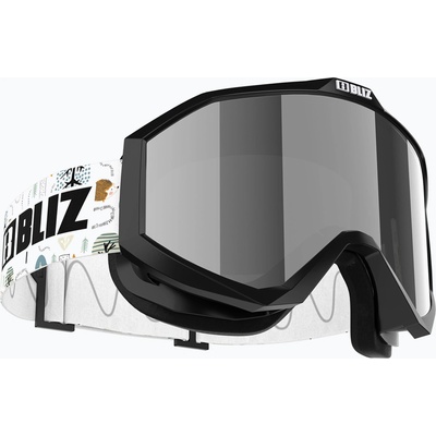 Bliz Детски скиорски очила Bliz Liner Jr black white logo/brown&silver mirror
