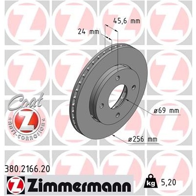 Brzdový kotúč ZIMMERMANN 380.2166.20 (380216620)