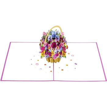 Kiriori 3d поздравителна картичка Кошница с теменужки