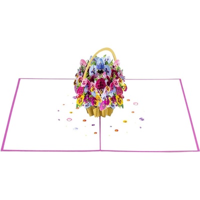 Kiriori 3d поздравителна картичка Кошница с теменужки