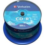 Verbatim CD-R, 700 MB, 52x, със защитно покритие, 50 броя в шпиндел (043351)
