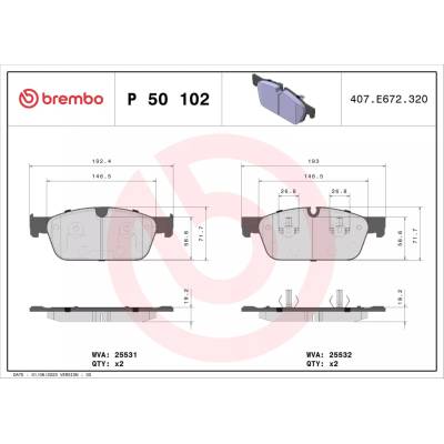 Sada brzdových platničiek kotúčovej brzdy BREMBO P 50 102X