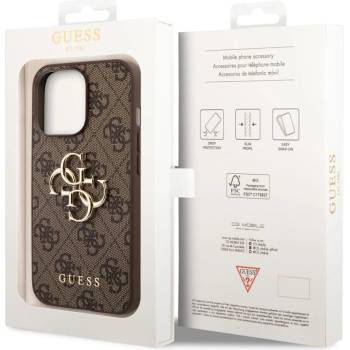 GUESS Гръб Guess PU 4G Metal Logo Case за iPhone 14 Pro - Кафяв (3666339066307)