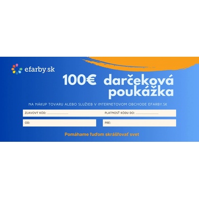 Darčeková poukážka v hodnote 100 eur pre nákup na efarby.sk