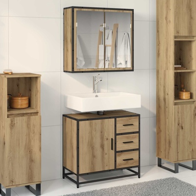 vidaXL Комплект мебели за баня 2 бр. Дъб 65 x 33 x 60 см (3402321)