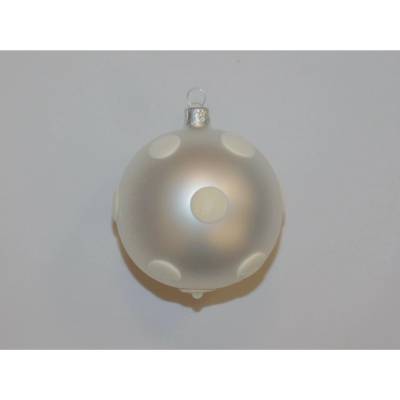 ONREX Vianočná ozdoba sklenená guľa biela bodky pr. 8 cm