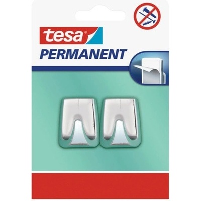 Tesa Permanent Háčky, obdélníkové háčky větší L, lesklý pochromovaný plast, pro lehké předměty, v balení 2ks (66609-00000-00)
